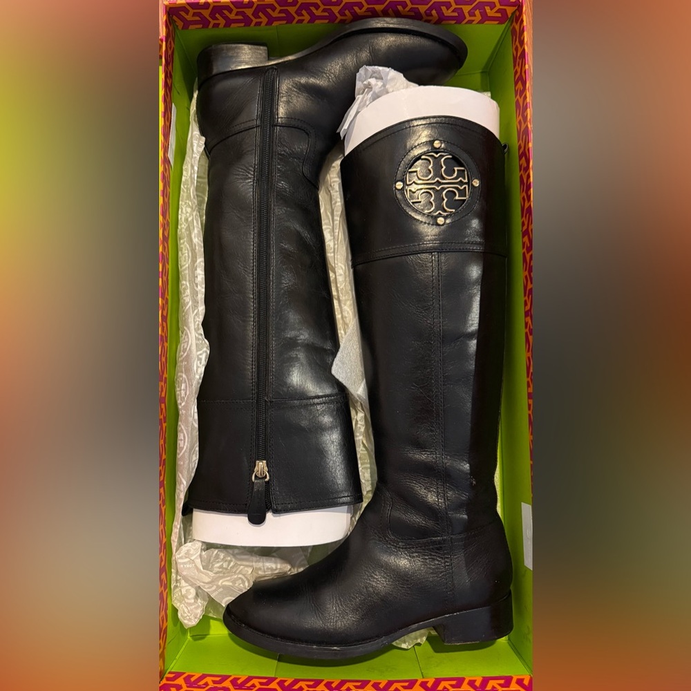 Tory Burch Kiernan Black Riding Boots